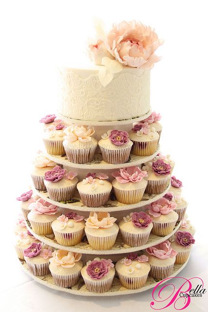 cupcake towers | Recent Photos The Commons Getty Collection Galleries World Map App ... Wedding Cake With Cupcakes, Vintage Wedding Cupcakes, Cake With Cupcakes, Lace Cupcakes, Cupcake Tower Wedding, Ideas Cupcakes, Simple Bridal Shower, Lace Wedding Cake, Pearls Wedding