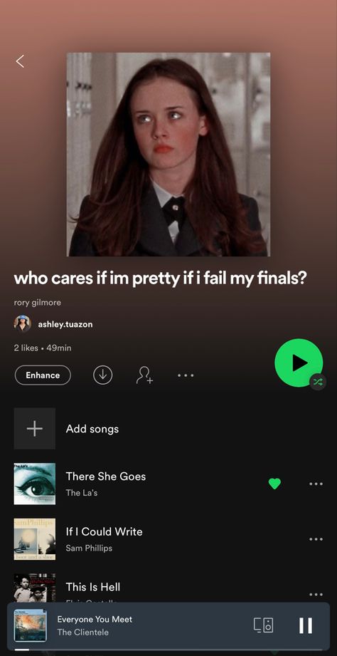 Romantising Life Playlist, Happy Girl Asethic, Rory Gilmore Playlist Songs, Playlist Names For Studying, Rory Gilmore Music List, Rory Gilmore Study Playlist, Romanticizing School Playlist, Romanticize School Playlist, Rory Gilmore Music