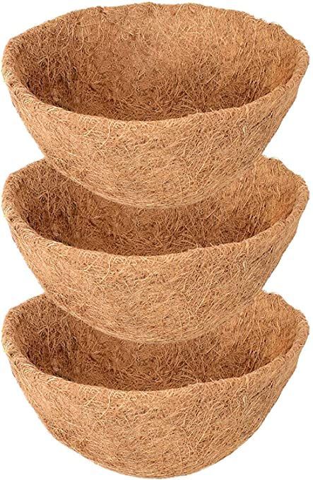 Legigo 3 Pack 12 Inch Hanging Basket Coco Liners Replacement, 100% Natural Round Coconut Coco Fiber Planter Basket Liners for Hanging Basket Flowers/Vegetables Hanging Basket Flowers, Planter Liners, Pots Ideas, Vertical Wall Planter Pots, Basket Flowers, Vertical Wall Planters, Planter Basket, Basket Liners, Plant Basket