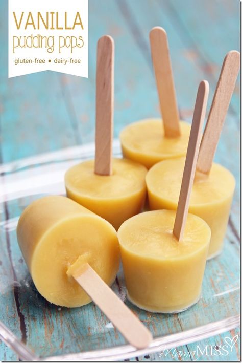 VANILLA PUDDING POPS = 1 3.4 oz. box vanilla Jell-O instant pudding 2 cups vanilla almond milk, chilled=== Jello Pudding Pops, Vanilla Jello, Pudding Pops, Banana Pops, Pudding Pop, Sans Gluten Sans Lactose, Glutenfree Dairyfree, Popsicle Recipes, Gluten Free Treats