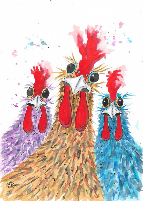 Chicken Watercolor, Chicken Painting, Rooster Art, Cute Chickens, Chickens And Roosters, Chicken Art, Romantic Art, Bird Lovers, Bird Art