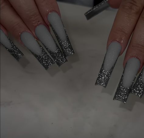 Grey Rhinestone Nails, Grey Nails, Gray Nails, Rhinestone Nails, Acrylic Nails, Nails, Grey, Quick Saves