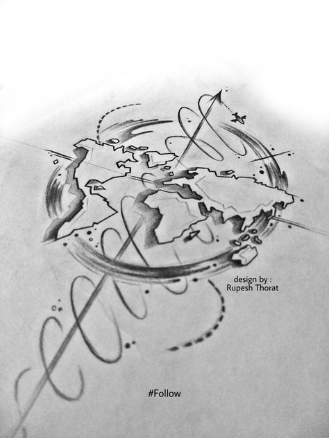 Earth Travel tattoo design Heart Tattoos, Heart Tattoo, Travel Design, Humanoid Sketch, Tattoos, Travel, Quick Saves, Design, Art