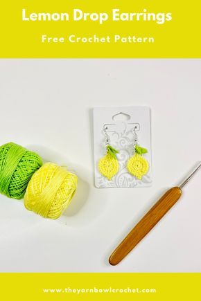 Crochet Lemon Earrings Pattern, Crochet Lemon Earrings, Crochet Cactus Earrings, Mini Crochet Earrings Free Pattern, Crochet Bee Earrings, Earring Crochet Pattern Free, Earrings Crochet Pattern Free, Small Crochet Earrings, Crochet Earring Patterns Free