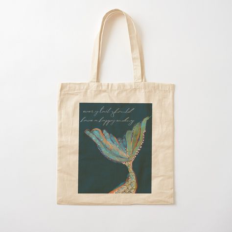 Mermaid Tail Art, Handpainted Tote, Mermaid Tote Bag, Handpainted Tote Bags, Art Tote Bag, Happy Ending, Casual Design, Mermaid Tail, Bag Sale