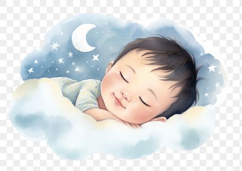 Sleep Illustration, Sleeping Cartoon, Sleep Cartoon, Newborn Cartoon, Cartoon Sleeping, Asian Baby, Face Cartoon, Baby Drawing, Girl Sleeping