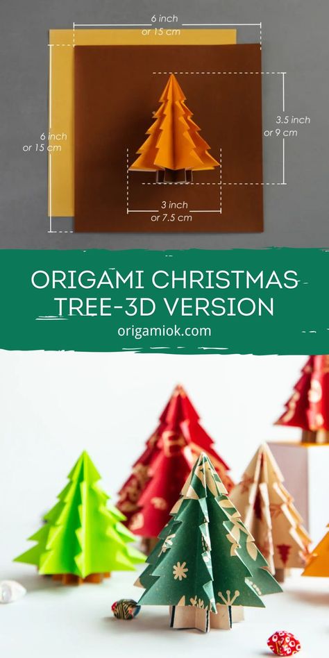 This is an easy-to-make three-dimensional origami Christmas tree, Let’s celebrate the holiday season by making such a lovely Christmas tree with your family and friends, and brings the festive spirit to your life. Origami Christmas Trees, Origami Trees Christmas, Oragami Christmas Tree, Origami Ornaments Christmas, Paper Origami Crafts, Christmas Origami Easy, Oragami Christmas, Origami Xmas Tree, Folding Tree