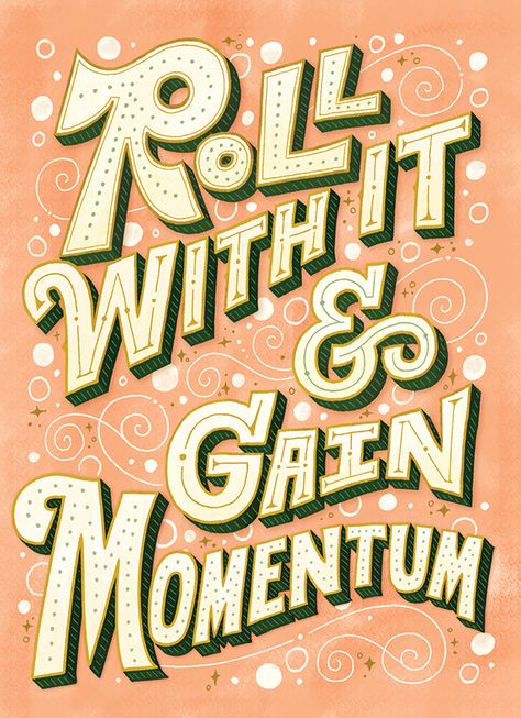 Roll With It on Behance by Mary Kate McDevitt Lovely Captions, Magazine Masthead, Lettering Layout, Mary Kate Mcdevitt, Folk Motif, Decorative Typography, Buffalo Logo, Hand Lettering Inspiration, Typography Lettering