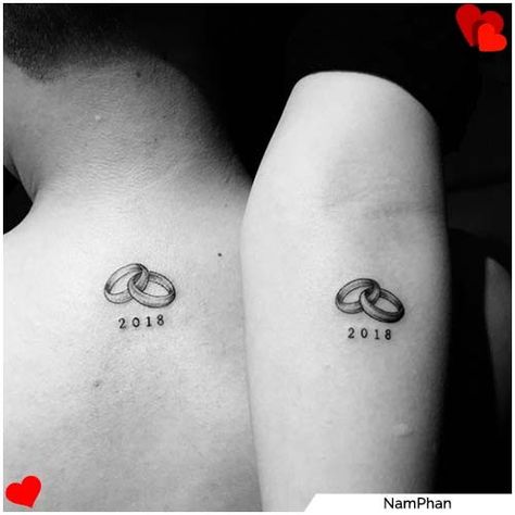 Small Tattoos For Couples Marriage, Marriage Tattoos Unique, Couple Tattoos Unique Meaningful Married, Tattoo Marriage, Married Tattoos, Love Tattoos For Couples, Spouse Tattoos, Tattoo For Couples, Simple Couples Tattoos