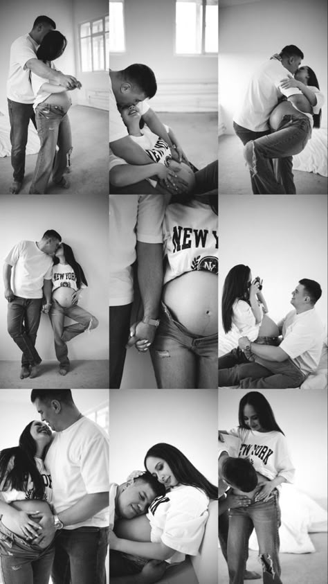 Unique Maternity Pictures With Husband, Fun Maternity Pictures, Diy Maternity Photos At Home, Home Maternity Photography, Diy Maternity Photos, Baby Bump Photoshoot, Maternity Studio Photoshoot, Pregnancy Announcement Photoshoot, Studio Maternity Photos