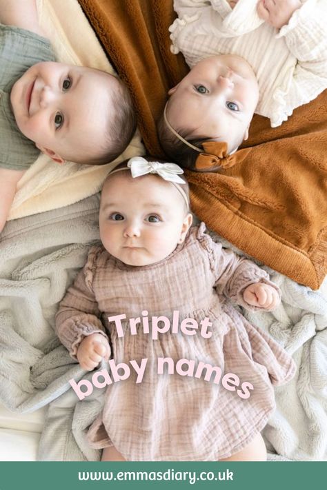 Expecting triplets? Here are our favourite baby names! 
#babynames #babynameideas #babyboynames #babygirlnames #unisexnames Names For Triplets, Triplets 2 Boys 1 Girl, Triplet Names, Baby Boy Nicknames, Timeless Baby Names, Baby Gender Predictor, 2 Boys 1 Girl, Newborn Triplets