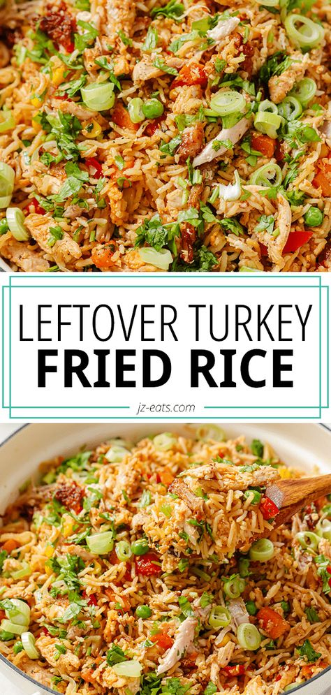 Thanksgiving Leftover Turkey Fried Rice Recipe Leftover Turkey Fried Rice, Turkey Leg Leftover Recipes, Leftover Fried Turkey Recipes, Meals To Make With Leftover Turkey, Turkey Fried Rice Recipe, Leftover Turkey And Rice Recipes, Recipe For Leftover Turkey, Left Over Thanksgiving Turkey Ideas, Leftover Turkey Breast Recipes