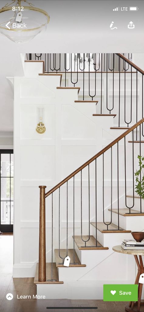 Staircase In Hallway, Classic Stair Railing Ideas, Split Oval Baluster, Metal Spindles Staircase Railing Ideas, Classic Stair Railing, Railing Spindle Ideas, Transitional Stair Railing Ideas, Transitional Stair Railing, Bannister Remodel