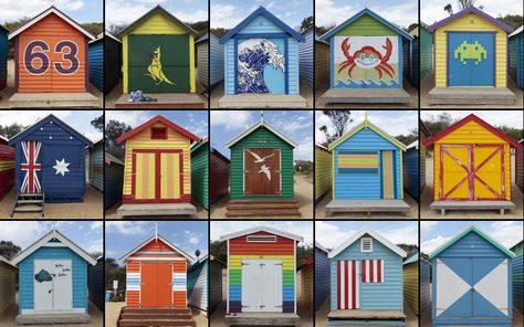 Pool Side Ideas, Painted Wooden Houses, Brighton Melbourne, Beach Hut Decor, Food Court Design, Side Ideas, Beach Memories, Colorful Houses, Brighton Beach