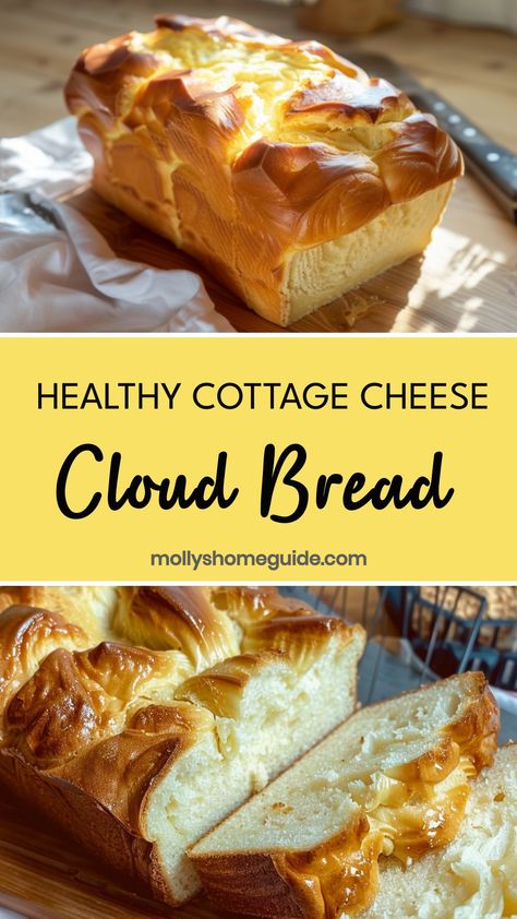 Low Carb Cloud Bread, Keto Loaf Bread Recipes, Hidden Cottage Cheese Recipes, Cottage Cheese Pumpkin Bread, Cream Cheese Bread Recipes, Cottage Cheese Cloud Bread, Easy Cottage Cheese Recipes, Flourless Cottage Cheese Bread, Cottage Cheese Loaf Recipe