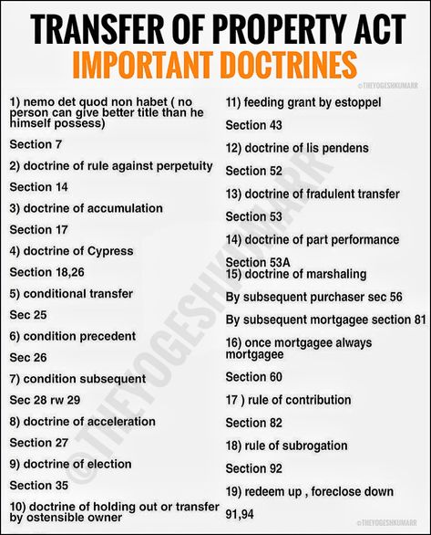 Transfer of Property Act is a general law related to transfer of property. It generally deals with immovable property only. #legalrights #publicrights #publiclaw #legalprotection #legalbenefits #morallaw #legalact #legalprocess #indianlaw #highcourt #supremecourt Transfer Of Property Act Notes, Indian Penal Code Chart, Judiciary Exam Preparation, Llb Law Study Notes, Indian Law Notes, Law Articles, Law Student Quotes, Law School Preparation, Comfort Zone Quotes