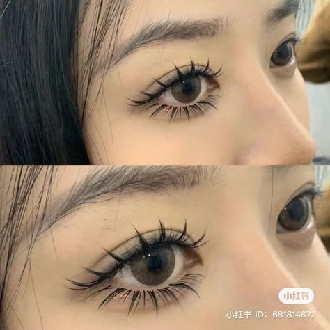 Manhwa Lash Extensions, Manga Lashes Makeup, Lash Extension Mapping, Manhwa Lashes, Korean Eyelashes, Manhua Lashes, Doll Eyelashes, Manga Eyelashes, Anime Lashes