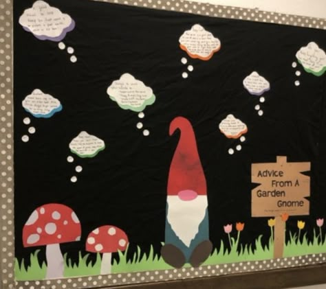 Enchanted Forest Bulletin Board, Gnome Bulletin Board Ideas, Forest Hallway, Gnome Classroom Theme, Enchanted Forest Classroom Theme, Gnome Bulletin Board, Enchanted Forest Classroom, Gnome Classroom, Forest Theme Classroom