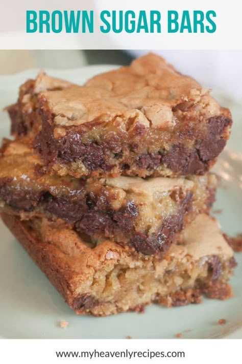 Brown Sugar Bars, Chocolate Fall Desserts, Chocolate Chip Blondies Recipe, My Heavenly Recipes, Sugar Cookies From Scratch, Heavenly Recipes, Brown Sugar Recipes, Chocolate Chip Blondies, Blondies Recipe