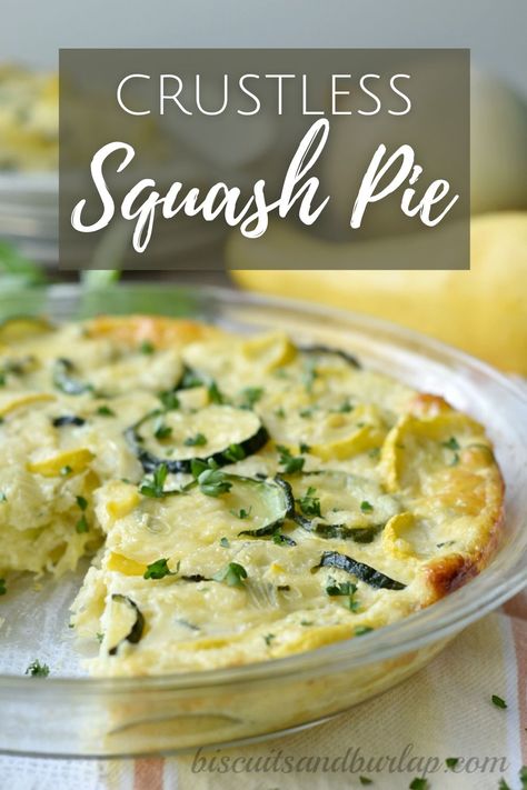 This Crustless Squash Pie truly highlights fresh zucchini or yellow squash from your garden or the market. It’s lighter than quiche, but rich and cheesy enough to be a hearty side dish. Crustless Squash Pie, Yellow Squash Frittata, Yellow Squash Pie Recipes, Summer Squash Quiche, Ground Turkey And Yellow Squash, Yellow Squash Recipes Gluten Free, Paty Pan Squash, Yellow Squash Curry, What To Do With Squash And Zucchini