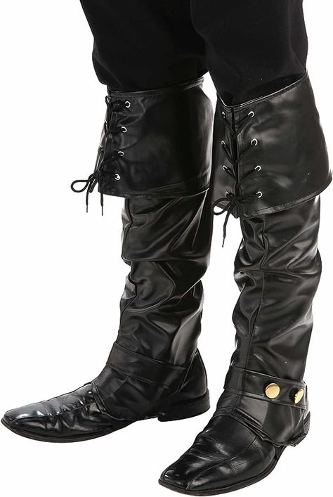 Amazon.com: Forum Novelties Men's Deluxe Adult Pirate Boot Covers with Studs, Black, One Size : Clothing, Shoes & Jewelry Pirate Costume Accessories, Fair Costume, Leg Anatomy, Pirate Boots, Boots Outfit Men, Pirate Outfit, Medieval Clothes, Boot Covers, Ren Fair