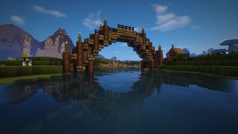 Minecraft Large Bridge Ideas, Minecraft Bridge Large, Bridges In Minecraft, Minecraft Jungle House, Jungle Bridge, Witchy Inspiration, Minecraft Bridge, Bridge Ideas, Minecraft Tree