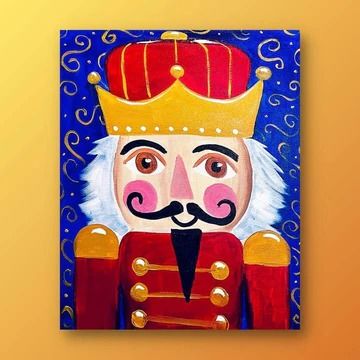 View Our Full Collection of Canvas Painting Ideas - Painting to Gogh Nutcracker Acrylic Painting, Nutcracker Painting Canvas Easy, Nutcracker Painted Ornament, Nutcracker Christmas Painting, Nutcracker Painting Canvas, Nutcracker Painting Ideas, Nutcracker Coloring Pages, Kids Christmas Painting, Nutcracker Illustration