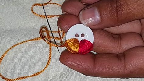 How To Make Hand Embroidered Buttons | DIY Joy Projects and Crafts Ideas Button Embroidery Crafts, Button Embroidery Ideas, Embroidery Buttons, Button Embroidery, Embroidered Buttons, Making Fabric Flowers, Stitch Sewing, Button Decorations, Hand Embroidery Videos