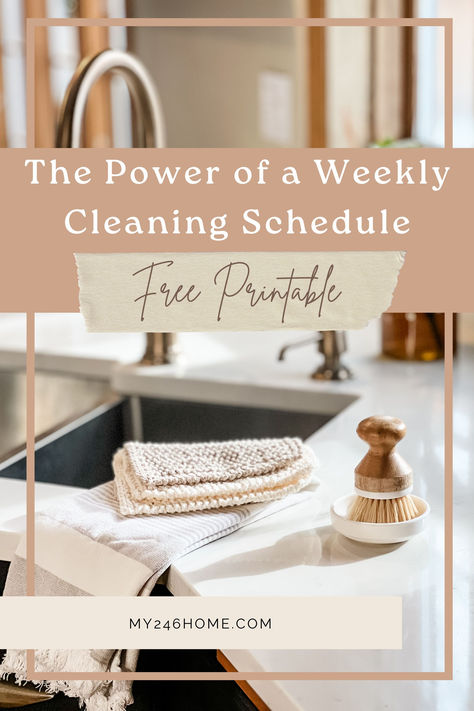 Maintaining a clean and organized home is an ongoing task that often demands more time and effort than we anticipate! If you struggle to keep up with household chores amidst a busy schedule, read more to learn how a weekly cleaning schedule can make all the difference. #cleanhouse, #cleaningschedule, #schedule, #clean, #cleanhome, #organizedhome 2 Hour Cleaning Schedule, Couples Chore Chart Cleaning Schedules, Sahm Schedule Daily Routines Clean House, House Chores List Cleaning Routines, Cleaning Weekly Schedule, Home Cleaning List, Weekly House Cleaning Schedule, Cleaning Routine Schedule, Cleaning Schedule For Working Mom