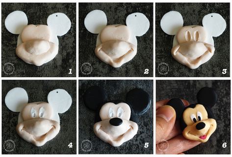 This DIY tutorial shows you step-by-step how to make a polymer clay Mickey Mouse #mickey #polymerclay #diy Clay Mickey Mouse, Mouse Clay, Polymer Clay Disney, Fimo Art, Precious Metal Clay Jewelry, Paper Mache Clay, Me And My Family, Polymer Clay Christmas, Mickey Y Minnie