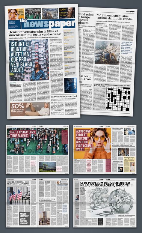 Modern Newspaper Design, Newspaper Template Design, Newsletter Design Layout, Newspaper Design Layout, Indesign Layout, Newsletter Layout, Newspaper Layout, Editorial Design Layout, Paper Layout