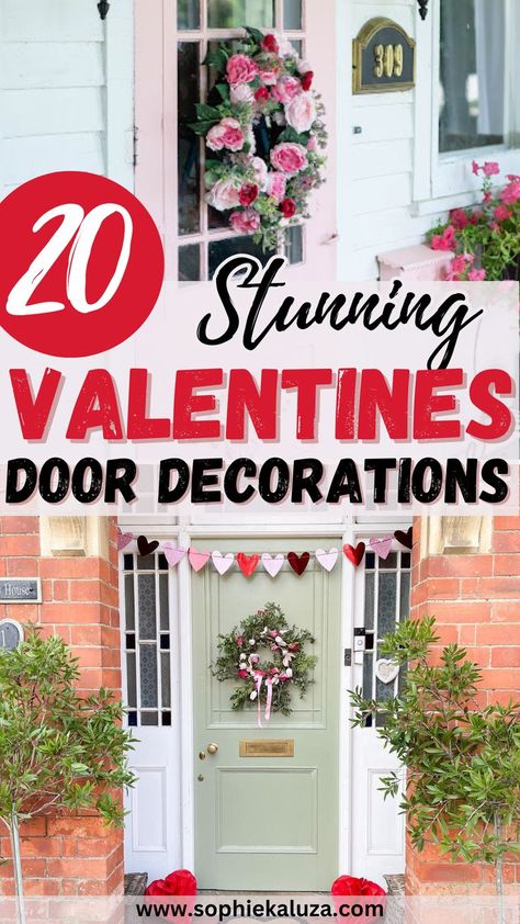 valentines day door decorations, front door wreaths valentines day, heart garlands on porch, valentine porch decor Valentines Door Decorations, Valentines Porch, Diy Valentine Ideas, Valentines Door Decor, Valentines Wreaths, Door Decor Ideas, Valentines Door, Valentine Door Decorations, Diy Valentine's Day Decorations