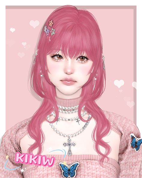 Preview.【HAIR 20241017】 | Patreon Sims 4 Kawaii Hair, Sims 4 Jellyfish Hair, Asian Hair Sims 4, Kawaii Hairstyles, Asian Hair, Sims Cc, Pink Hair, Sims 4, Hair