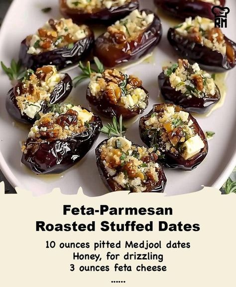 Feta Parmesan Stuffed Dates, Feta Parmesan Roasted Stuffed Dates, Stuffed Date Recipes, Feta Stuffed Dates, Dates Platter, Stuffed Dates Recipes Appetizers, Snacky Foods, Platter Food, Healthy Apps