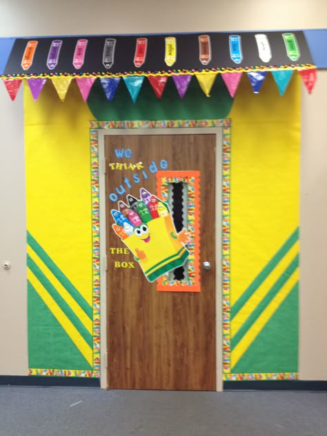 Crayon Box door decoration by Marisha Isadore Crayon Bulletin Boards, Crayon Decorations, Crayon Classroom, Crayon Themed Classroom, Classroom Door Decorating, Colorful Classroom, Class Door, Classroom Wall Decor, Preschool Classroom Decor