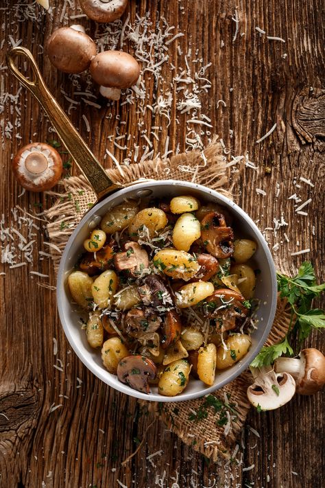 Mushroom Potato, Grana Padano Cheese, Truffle Sauce, Truffle Mushroom, Dried Porcini Mushrooms, Gnocchi Recipe, Potato Gnocchi, Porcini Mushrooms, Homecooked Meals