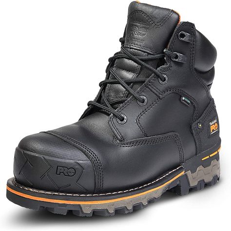 Amazon.com | Timberland PRO Men's Boondock 6 Inch Composite Safety Toe Waterproof Industrial Work Boot, Black Full Grain Leather, 11 | Industrial & Construction Boots Timberland Pro Work Boots, Timberland (men), Good Work Boots, Fall Boots Outfit, Moc Toe Boots, Nike Boots, Pin Earrings, Timberland Pro, Work Art