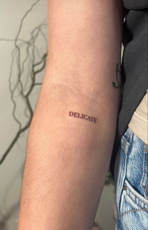 Swiftie Tattoo, Word Tattoo Ideas, Taylor Swift Tattoo, Inner Arm Tattoo, Word Tattoo, Tattoo Parlor, Getting Bored, Delicate Tattoo, Discreet Tattoos