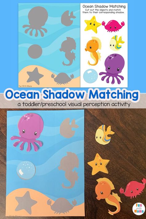 Ocean Animals Shadow Matching, Ocean Sorting Activities, Ocean Language Activities Preschool, Ocean Toddler Activities, Ocean Animals Preschool Activities, Ocean Activities For Toddlers, Tuesday Activities, Ocean Animals Preschool, Rainbow Fish Activities