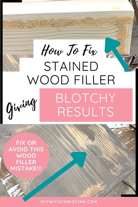 How To Fix Stained Wood Filler Giving Blotchy Results (With Pictures!) – DIY With Christine How To Stain Wood Filler, Wood Bench Refurbish, How To Fix Blotchy Stain On Wood, Diy Wood Filler How To Make, Wood Filler Before And After, Stainable Wood Filler, Old Wood Table, Furniture Build, Furniture Cleaning