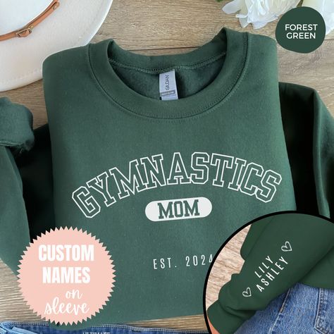 Custom Gymmnastics Mom Sweatshirt, Personalized Gymnast Name on Sleeve, Gift for Gymnast Mom, Gymnastics Comp Shirt, Mother's Day Gift by TonicInk on Etsy Gymnastics Crafts, Dance Coach, Gymnastics Coaching, Dance Teacher Gifts, Gymnastics Mom, Coach Shirts, Gymnastics Gifts, Dancer Gift, Cheer Coaches