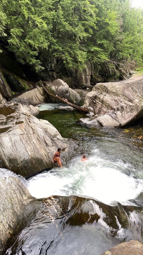 exploring vermont swimming hole outdoorsy water friends Water Hole Aesthetic, Summer Granola, Vermont Summer, Granola Life, River Swimming, 2024 Manifestations, Aesthetic Camping, Camping Pics, Summer Moodboard