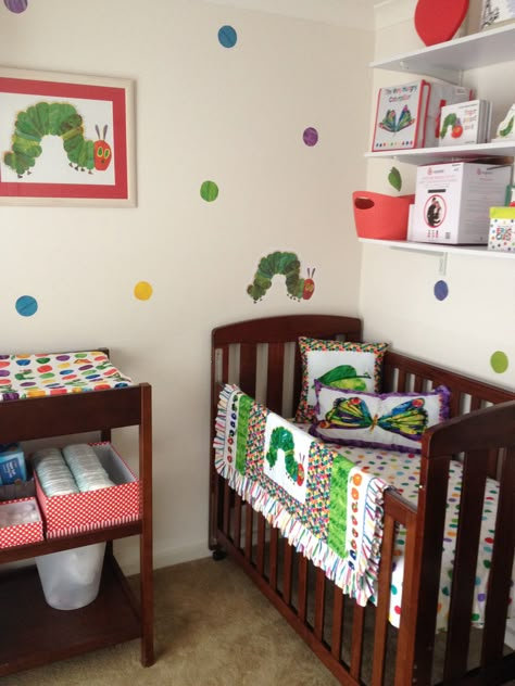 Hungry Caterpillar Cot Hungry Caterpillar Bedroom Ideas, Hungry Caterpillar Reading Corner, Eric Carle Nursery, Very Hungry Caterpillar Nursery, The Very Hungry Caterpillar Nursery, Hungry Caterpillar Nursery Decor, Very Hungry Caterpillar Quilt Pattern Free, Hungry Caterpillar Nursery, Baby Cubs