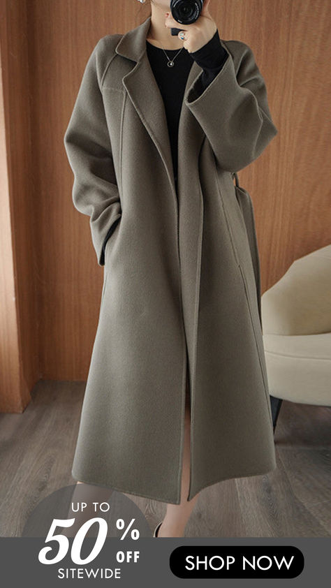 10% off first order Free shipping on orders over $100 Trenchcoat Style, Mode Mantel, Winter Inspiration, Long Overcoat, Trench Coat Style, Middle Age Fashion, Long Coats, Wool Overcoat, Women Overcoat