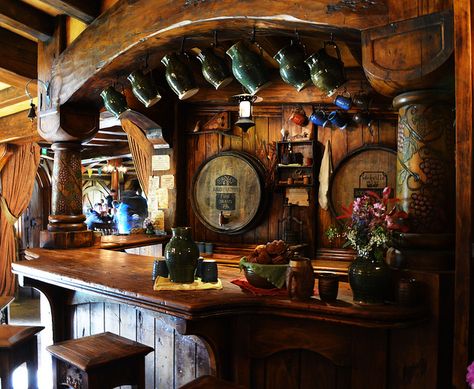 Credit: Jamie Kern Taverna Medieval, Casa Viking, Pub Interior Design, Dnd Room, Pub Interior, Home Pub, Hobbit Hole, Pub Decor, Hobbit House