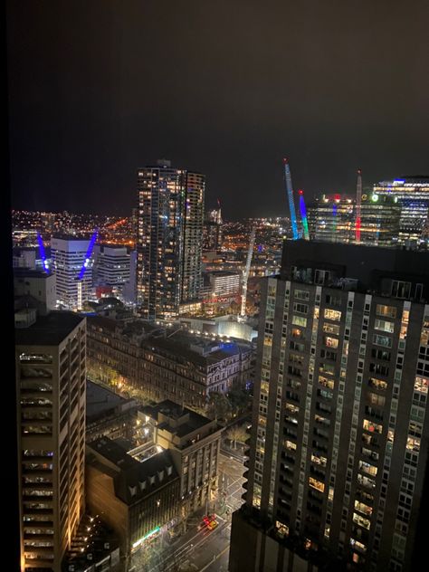 night city view, Melbourne, travel, apartment view, apartment aesthetic, city aesthetic, Australia Melbourne Hotel, City View Night, Melbourne Apartment, Apartment View, Dark City, City Hotel, Dream Lifestyle, Night City, Night Aesthetic