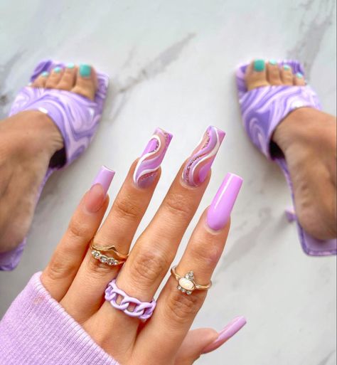 Purple Swirl Nails, Nail Courses, Acrylic Nail Set, Ballerina Nails, Classy Acrylic Nails, Nail Pro, Prom Nails, Pedicure Nails, Acrylic Nails Coffin