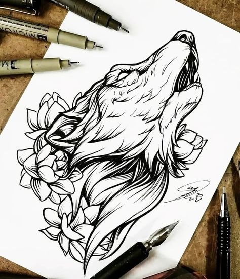 Howling Wolf Tattoo, Witcher Tattoo, Wolf Sleeve, Wolf Tattoos Men, Avengers Drawings, Wolf Sketch, Cool Tattoo Drawings, Nordic Tattoo, Wolf Tattoo Design