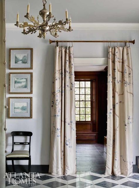 History in the Making - AH&L Painted Curtains, Moving Walls, Southern Living Homes, Doorway Curtain, Atlanta Homes, Curtain Ideas, Hanging Curtains, Door Curtains, Samoa