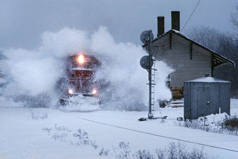 https://flic.kr/p/dDWJyE | Blasting through Brookfield | It is still snowing and dusk is approaching as Soo Line train No. 421 blasts west through Brookfield, Wisconsin, on February 25, 1994.  Merry Christmas, everyone! Brookfield Wisconsin, Green Landscapes, Scenic Train Rides, Winter Landscapes, Living In Colorado, Railroad Photography, Railroad Photos, Diesel Locomotive, Green Landscape